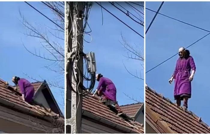 Unreal scenes in Cluj. An American citizen seized his wife and threatened to kill her: he climbed onto the roof of the house, armed with a spoon
