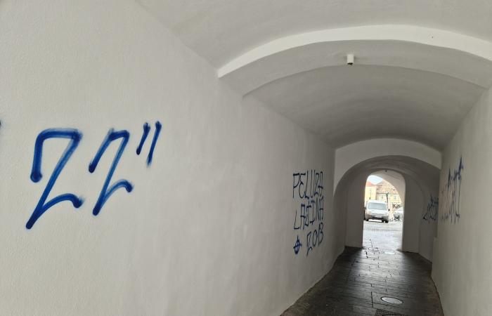 Last night Petrol supporters graffitied several buildings in the center of Sibiu, including the newly renovated passage. The Local Police will identify them by the images
