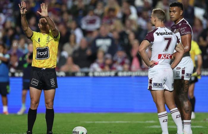 Manly’s double trouble with Daly Cherry-Evans and Haumole Olakau’atu both facing bans for ugly tackle on Parramatta’s Shaun Lane