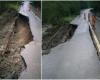 National road, collapsed due to torrential rains. A portion of DN74A, in Alba, broke over a length of 100 meters