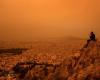 Apocalyptic images from Greece. The sky has turned orange and Athens is barely visible after being covered in Saharan dust