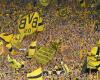 The “Yellow Wall” of Borussia Dortmund. The supporters created a dream atmosphere at the match with PSG