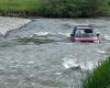 A driver tried to cross the Bistrita river with his car, but got stuck in the middle of the waters