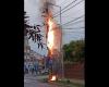 VIDEO YOUR NEWS: A power pole burned like a torch in the center of Alba Iulia. Several streets had no electricity