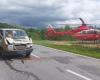 Intervention of the SMURD helicopter on DN 58, following a road accident – Resita.ro